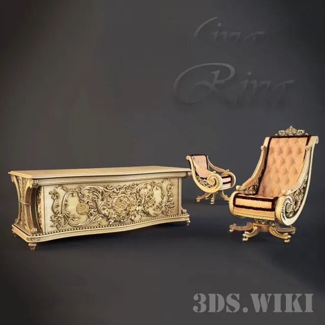 furniture - Riva Mobili D'arte writing desk and chair - Raffles 3D Model