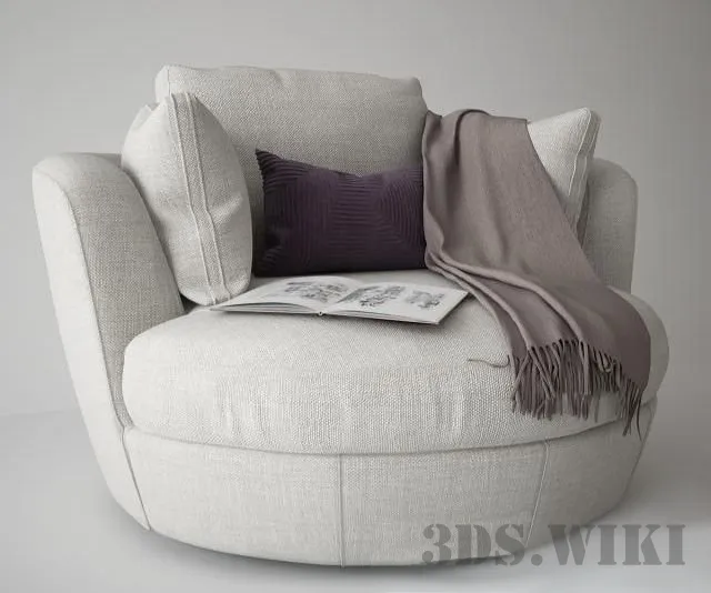furniture - Round armchair with a book 3D Model