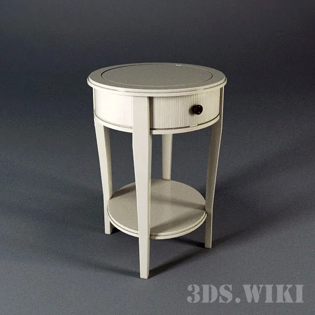 furniture - Round bedside table with storage 3D Model