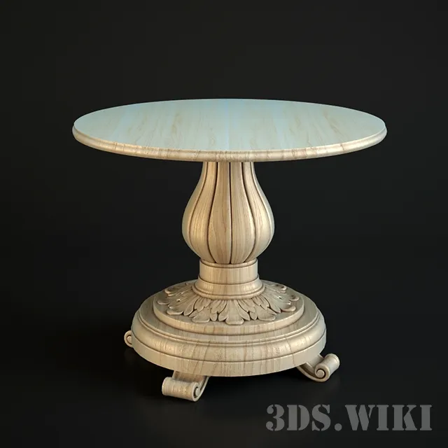 furniture - Round classic wooden table 3D Model