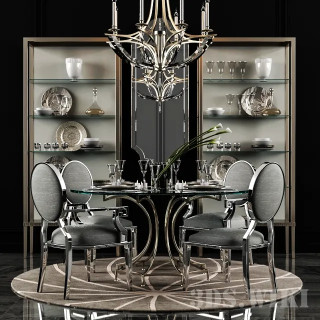 furniture - Round dining table Miramont 3D Model