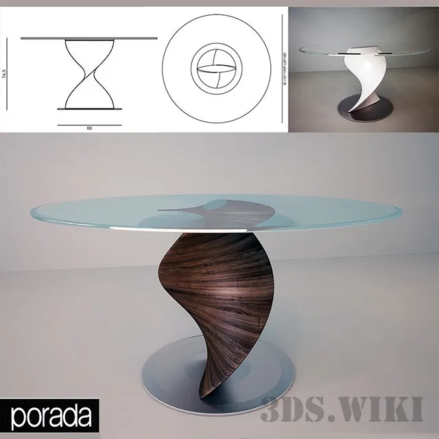 furniture - Round dining table Porada Elika 3D Model
