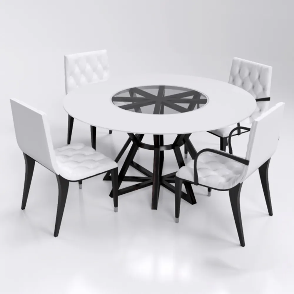 furniture - Round dining table with chairs 3D Model
