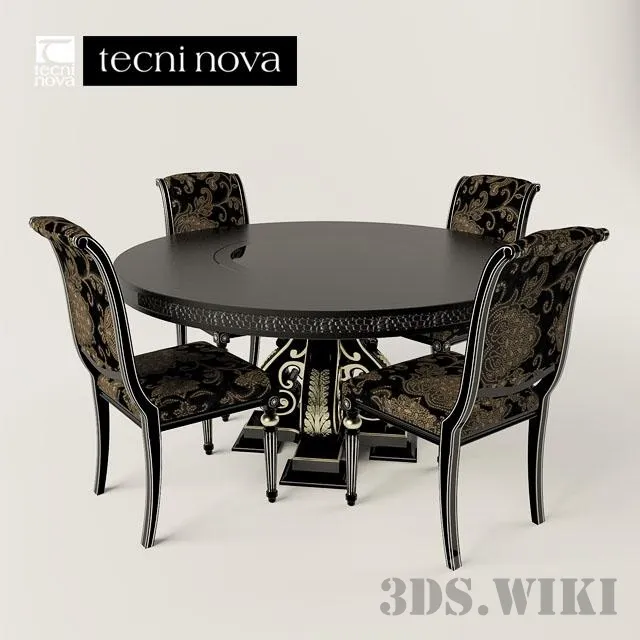 furniture - Round Table TECNI NOVA with Chairs 3D Model