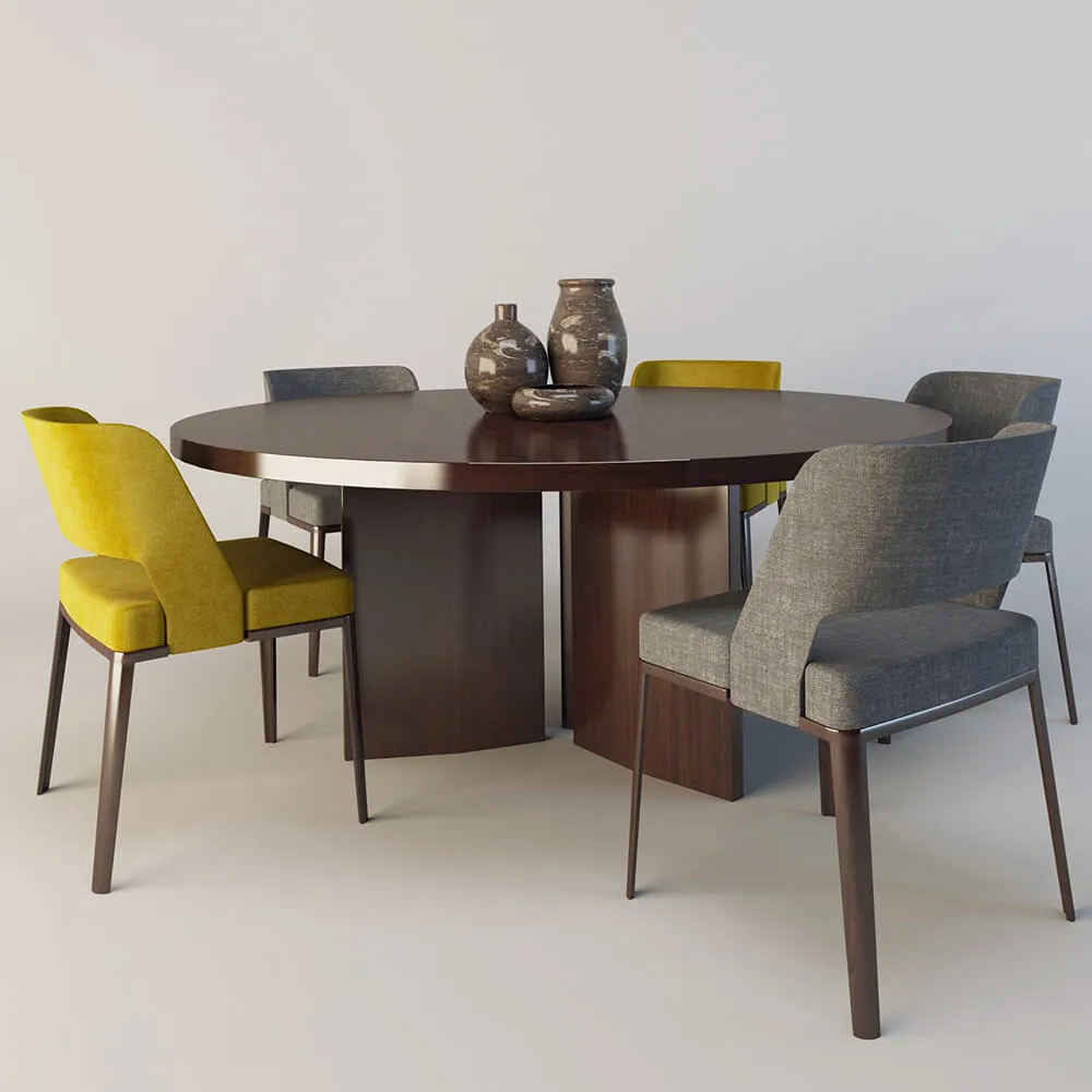 furniture - Round table with chairs 3D Model