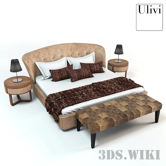 furniture - Sally Ulivi Salotti Bed - Cosmopolitan Collection 3D Model