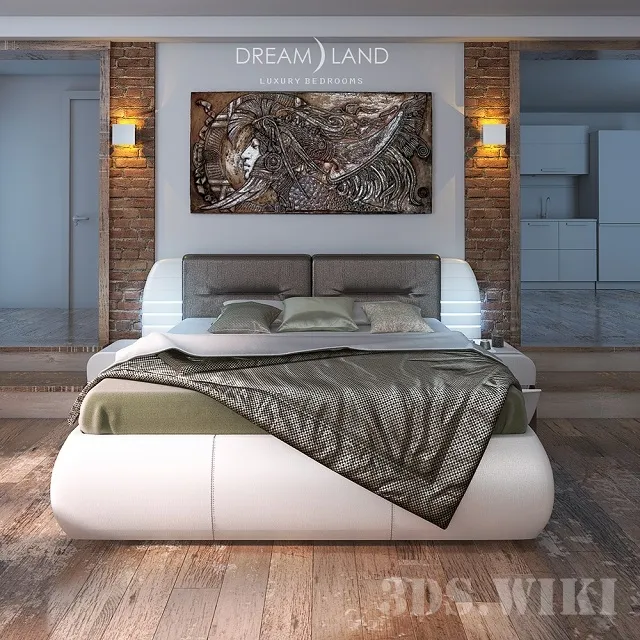 furniture - Santa Cruz Bed + Krit Bench 3D Model