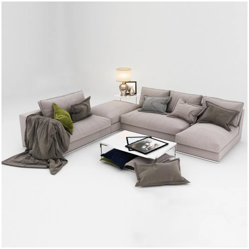 furniture - Sectional sofa with coffee table 3D Model