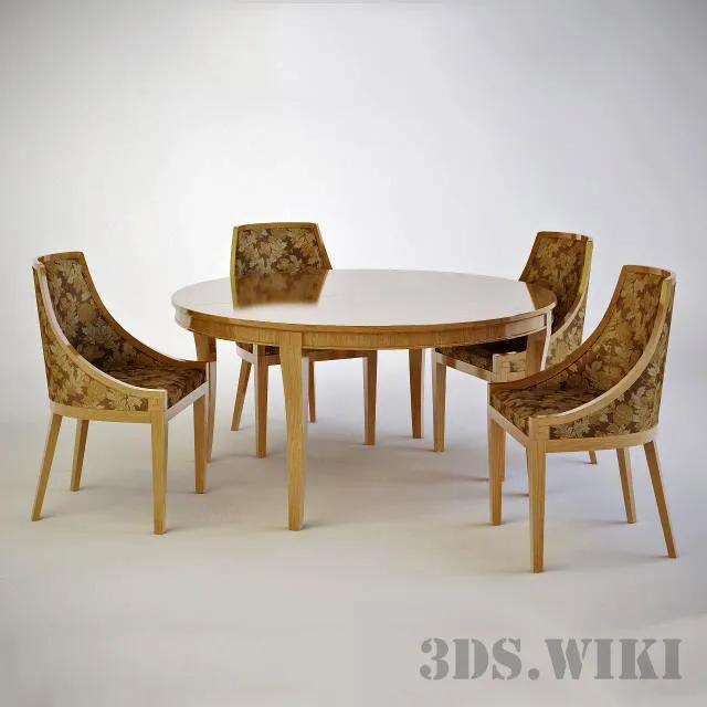furniture - Selva Opera 3878 table and Selva Heritage J.S. Chairs 1692 3D Model