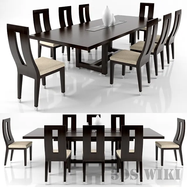 furniture - SET - DINING TABLE WITH CHAIRS 3D Model