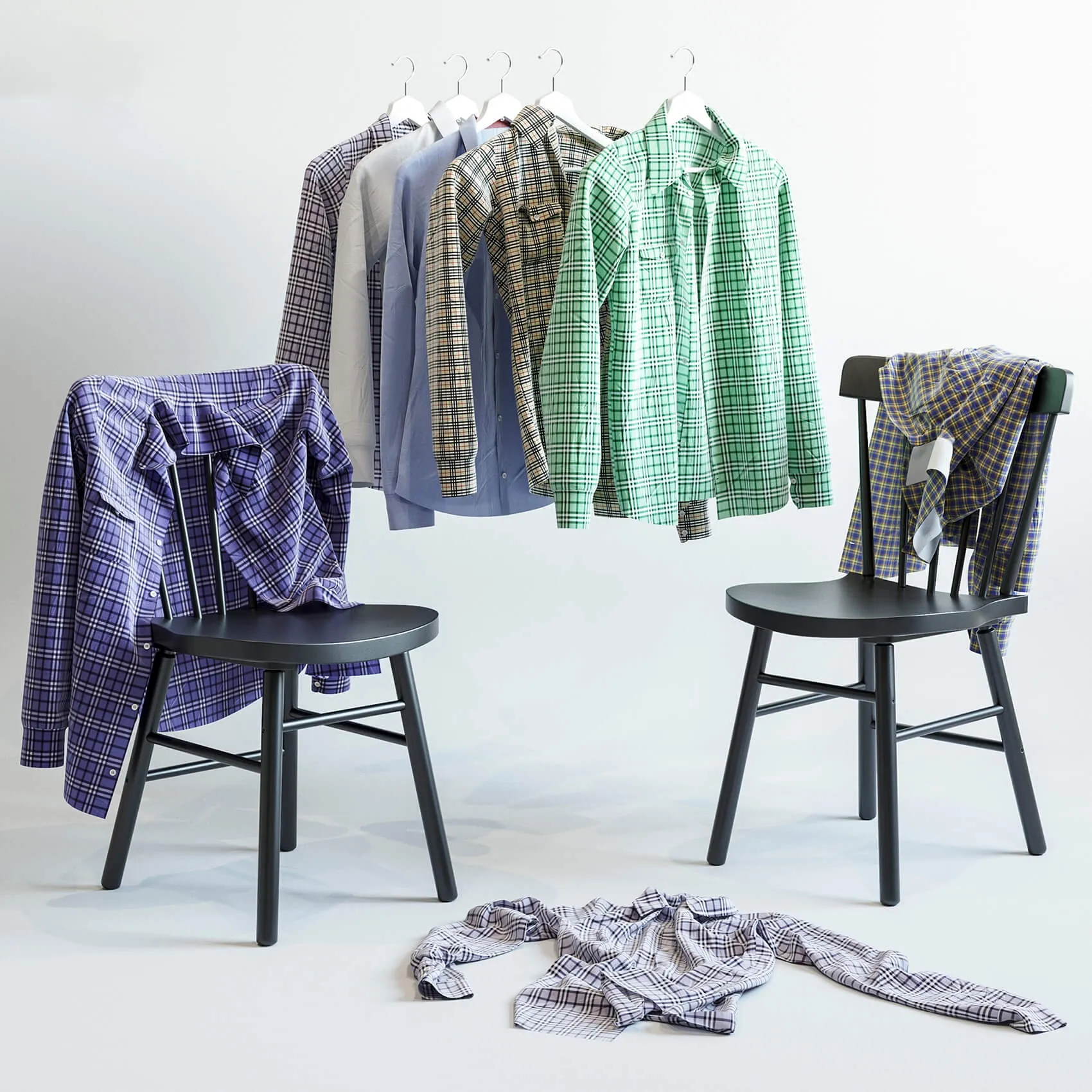 furniture - Set of men's shirts and chair IKEA NORRARYD 3D Model