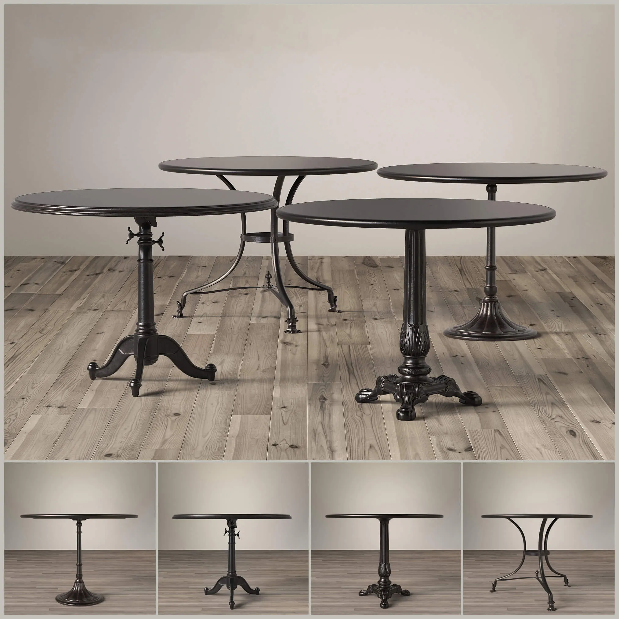 furniture - Set of tables Parisian Brasserie 3D Model