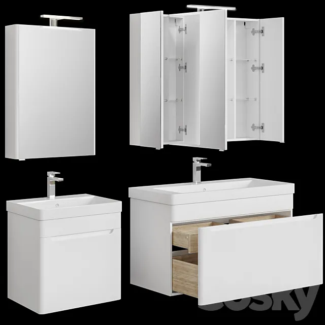 Furniture set Sofia white 50_60_80_105 and Pencil case 3D Model