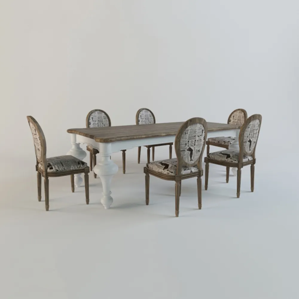 furniture - Set Table and Chairs Dialma Brown 3D Model