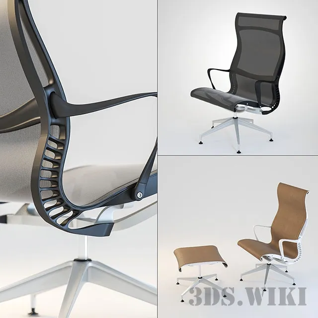 furniture - Setu living room chair with Ottoman 3D Model