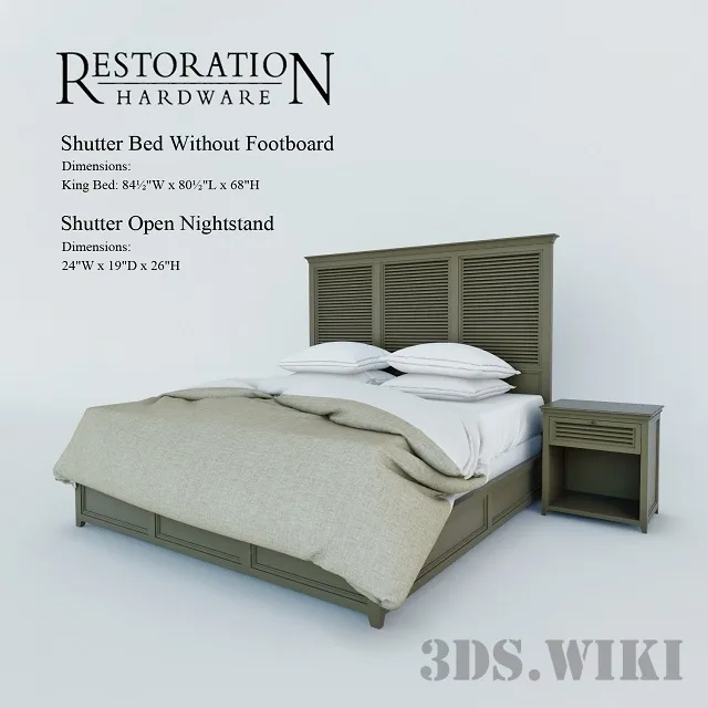 furniture - Shutter Bed Without Footboard 3D Model