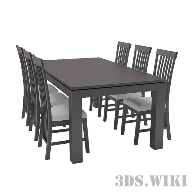furniture - Sicily dining table with chairs 3D Model