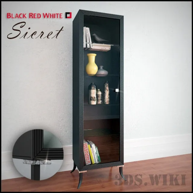 furniture - Sicret wardrobe with display case from Black Red White 3D Model