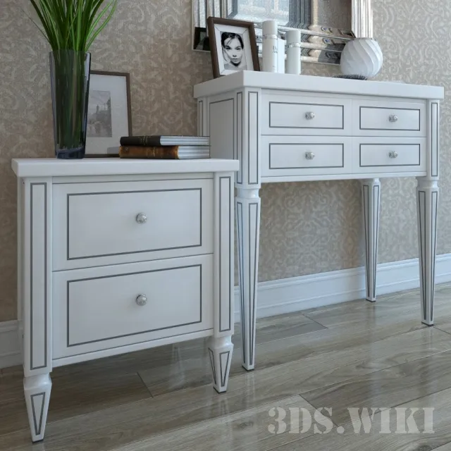 furniture - Sideboard and chest of drawers with decorative set 3D Model
