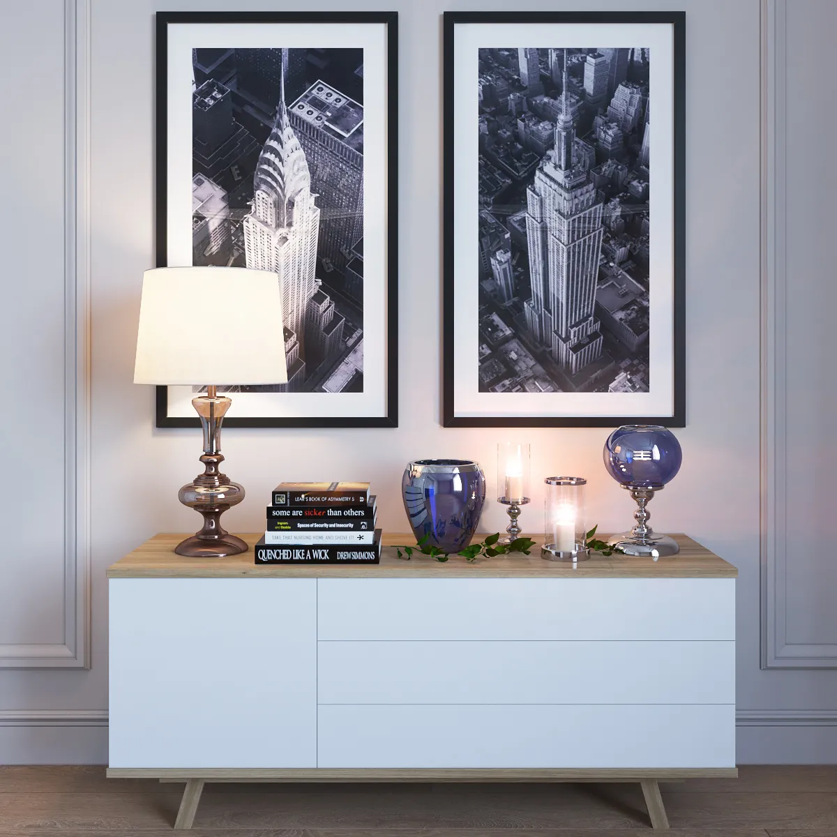 furniture - Sideboard with table lamp 06 3D Model