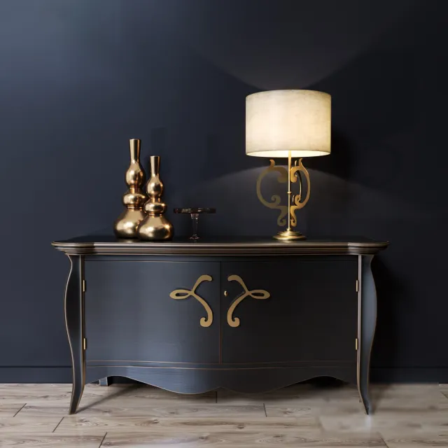 furniture - Sideboard with table lamp 06 3D Model