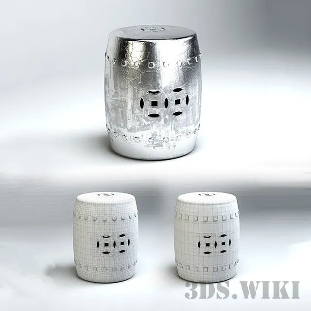 furniture - Silver ceramic chair 3D Model