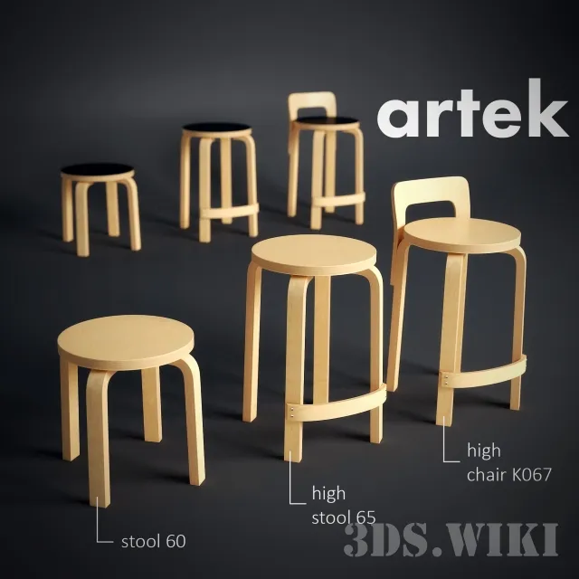 furniture - Simple and bar stools Artek 3D Model