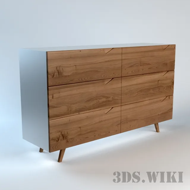 furniture - SIMPLE CHEST OF DRAWERS WITH WOODEN FACADE 3D Model
