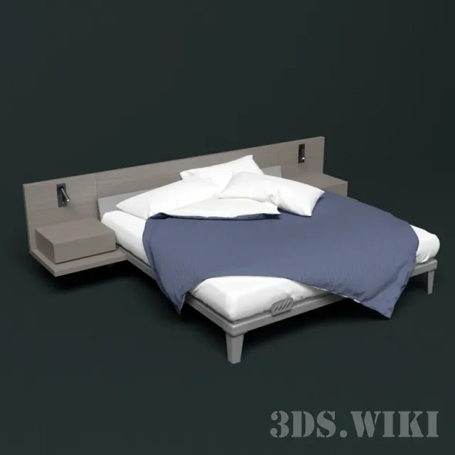 furniture - Simple Double Bed 3D Model
