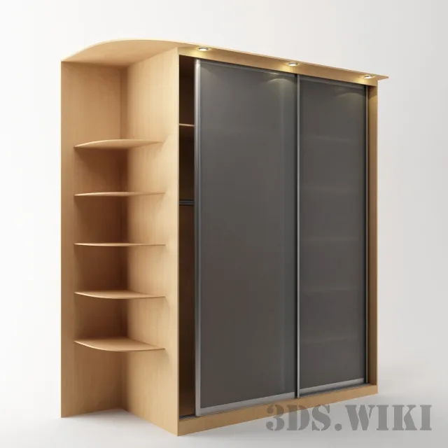 furniture - Sliding wardrobe with Showcase 3D Model