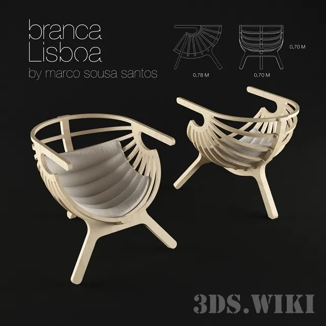 furniture - Small armchair SHELL CHAIR By Branca Lisboa 3D Model