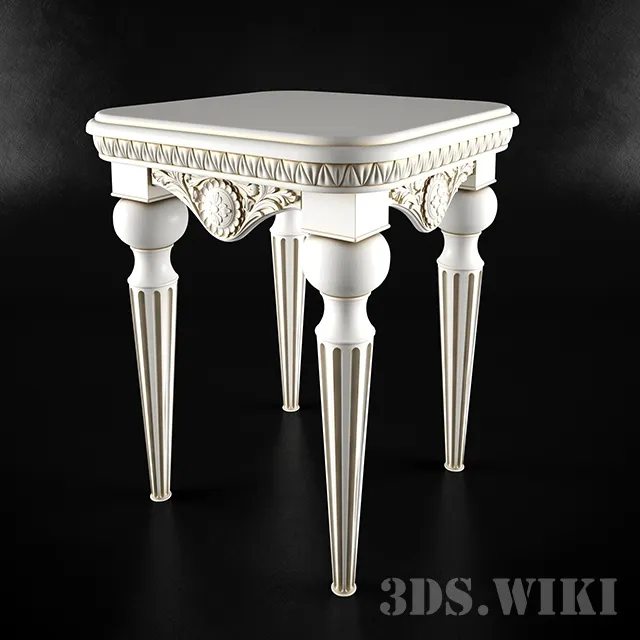 furniture - Small white classic table 3D Model