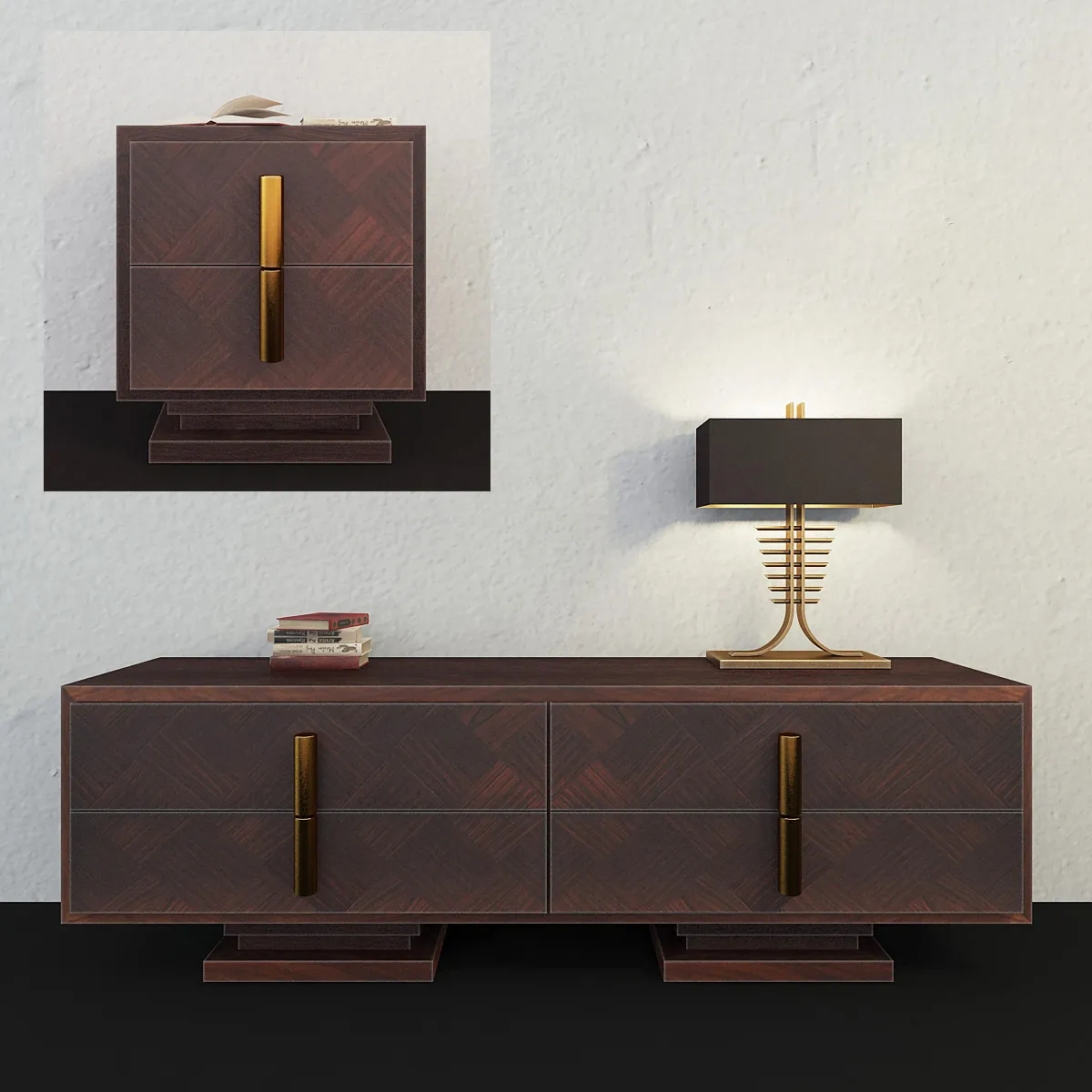 furniture - Smania Nestor dresser and nightstand 8 3D Model
