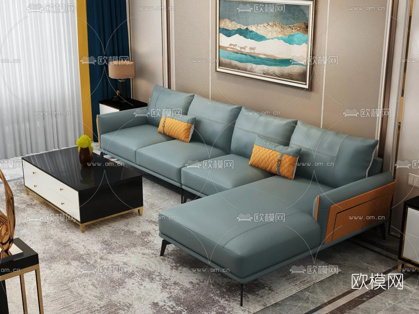 FURNITURE - SOFA - 3D Model For Interior Design - 11074