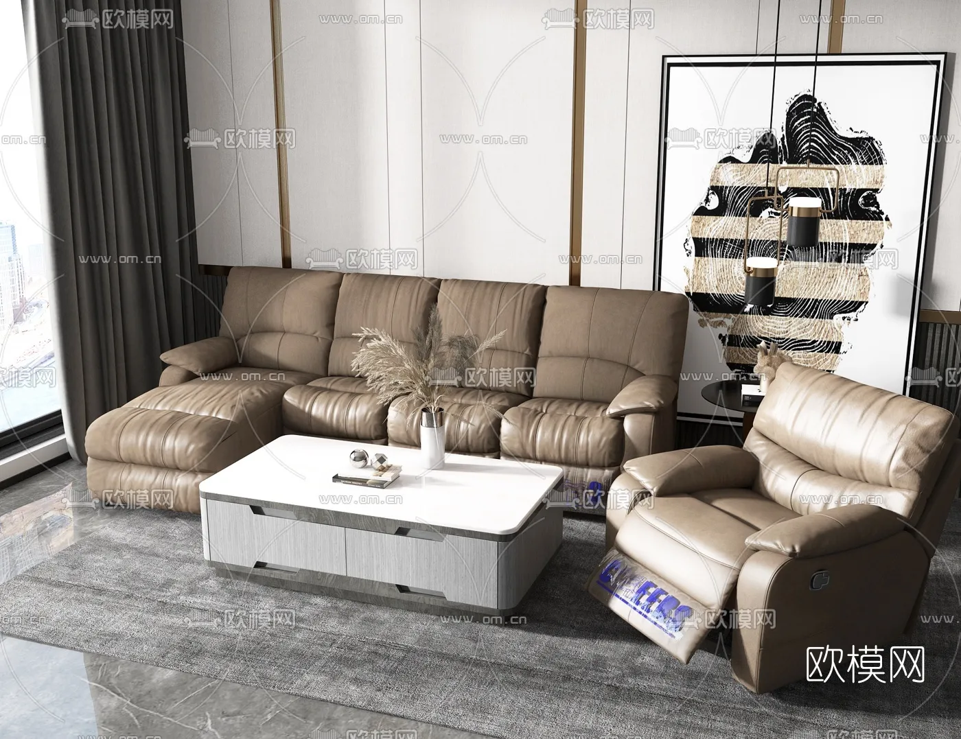 FURNITURE - SOFA - 3D Model For Interior Design - 11077