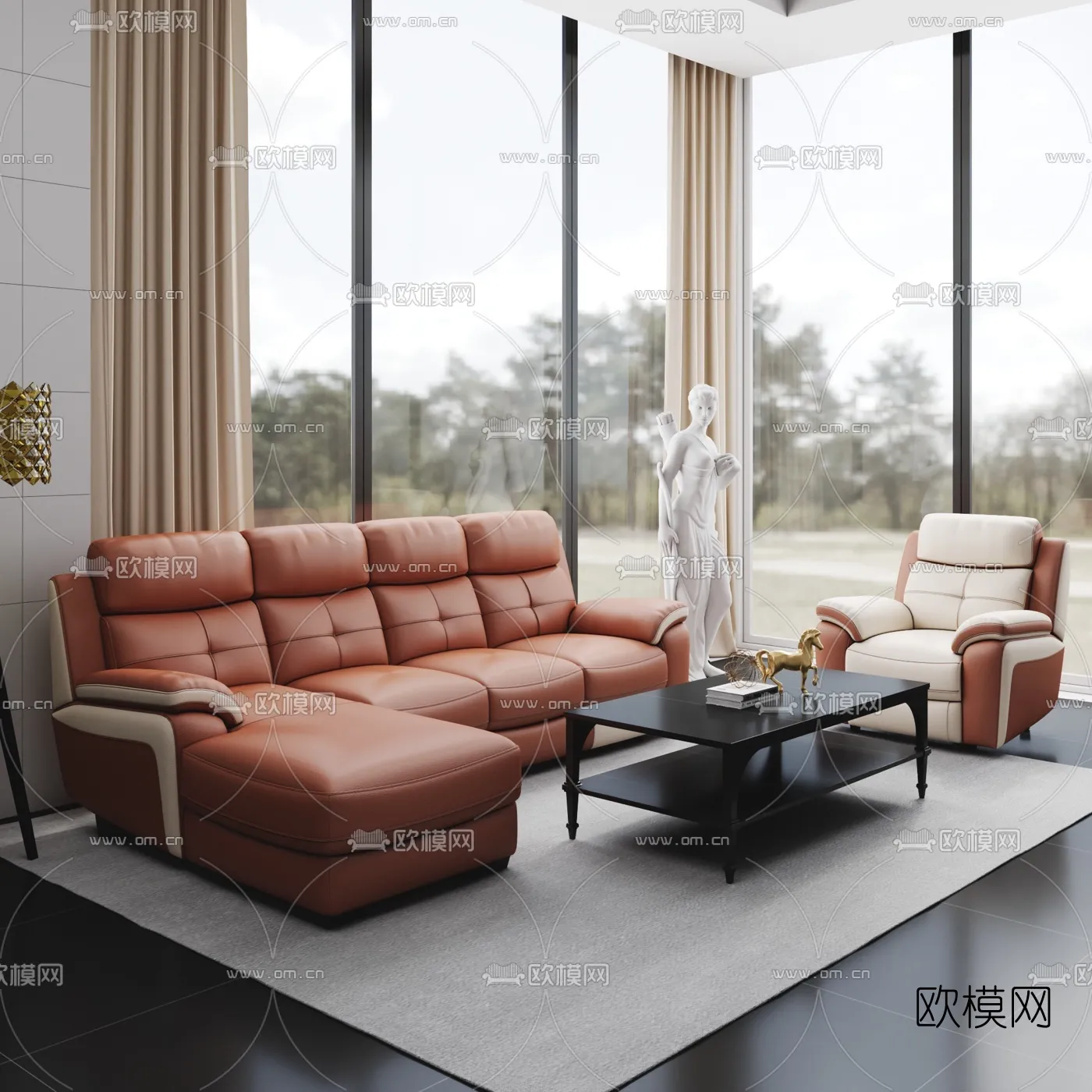 FURNITURE - SOFA - 3D Model For Interior Design - 11079