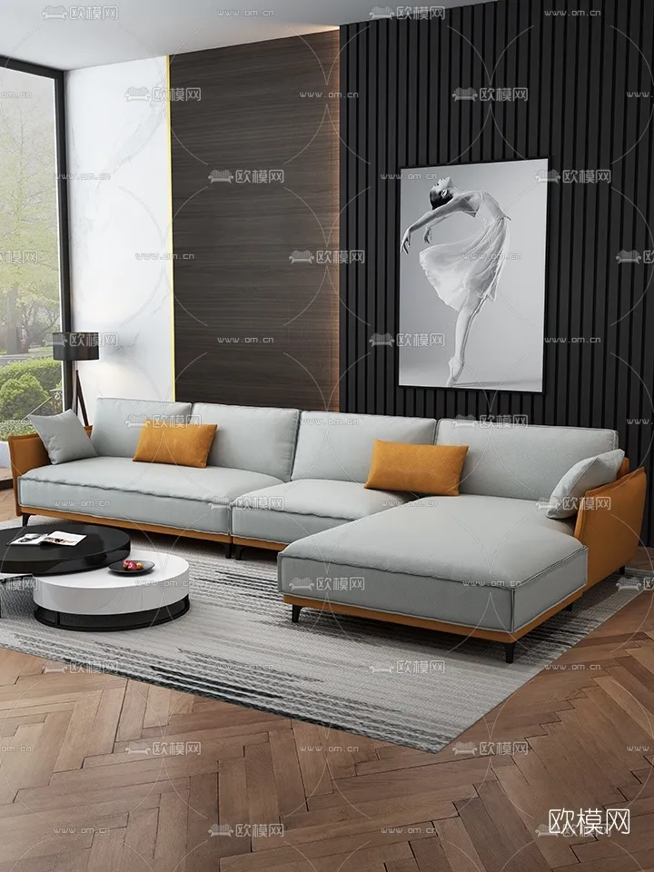 FURNITURE - SOFA - 3D Model For Interior Design - 11081