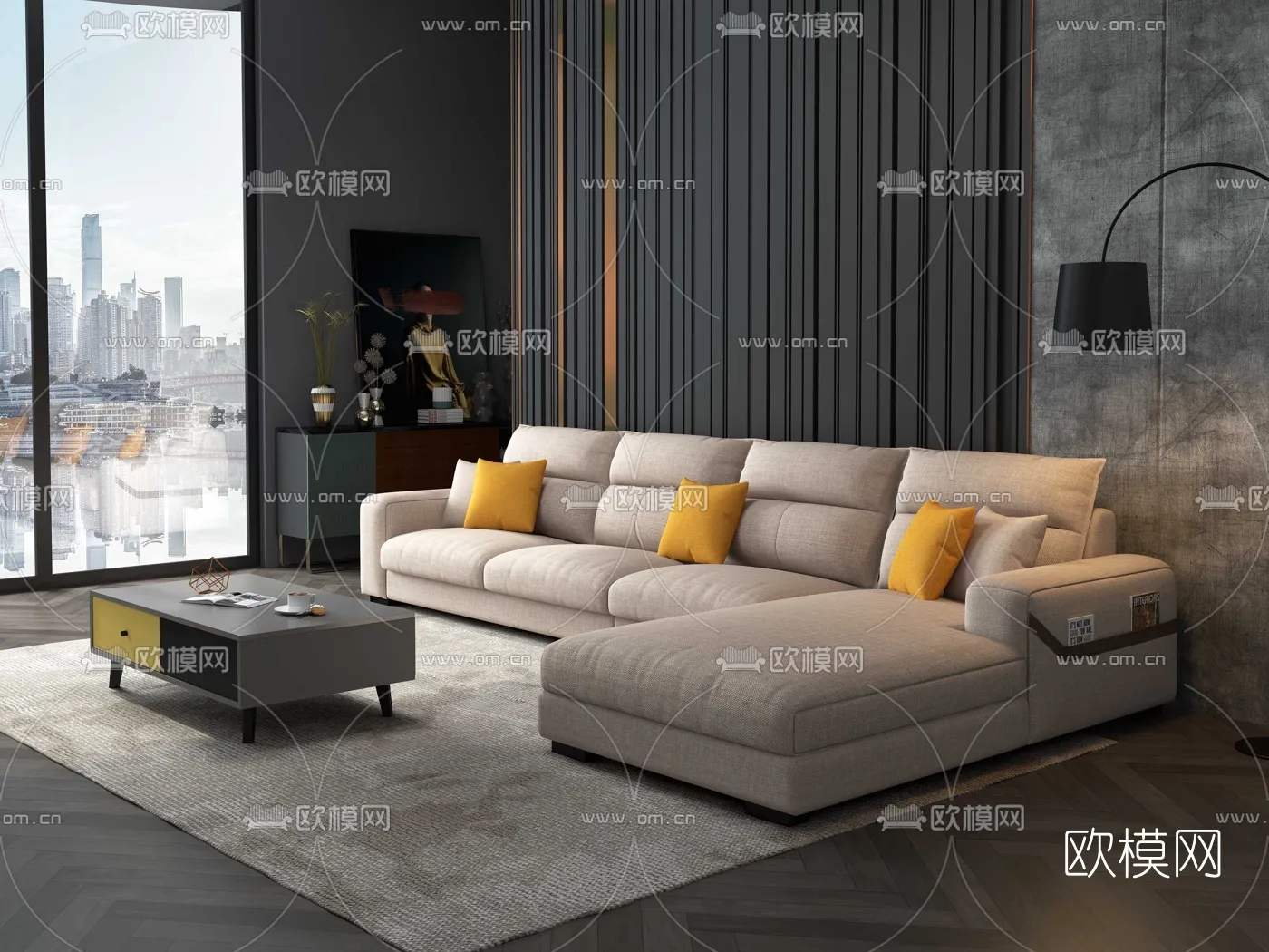 FURNITURE - SOFA - 3D Model For Interior Design - 11082
