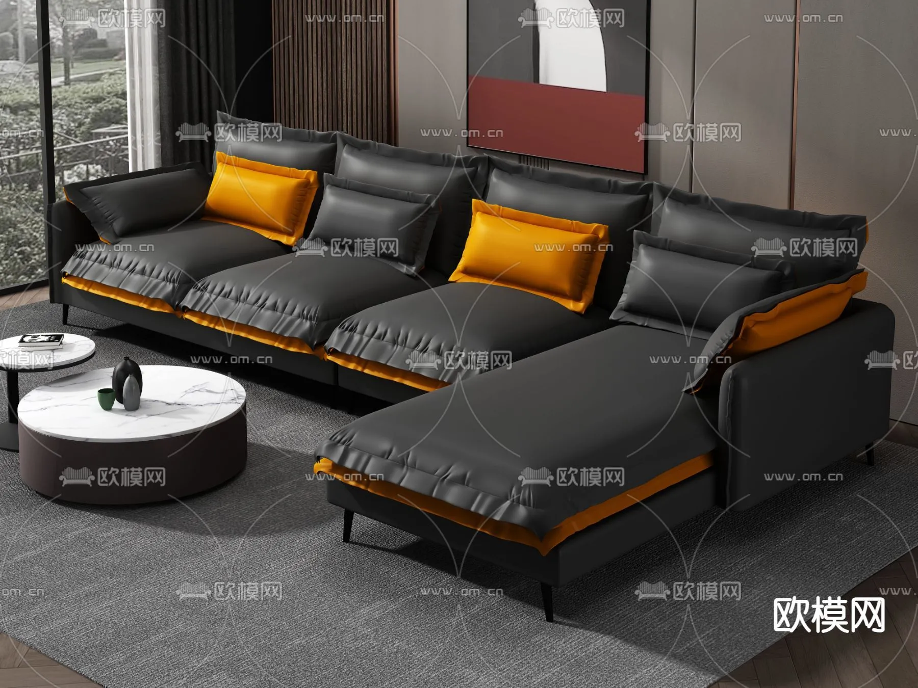 FURNITURE - SOFA - 3D Model For Interior Design - 11084