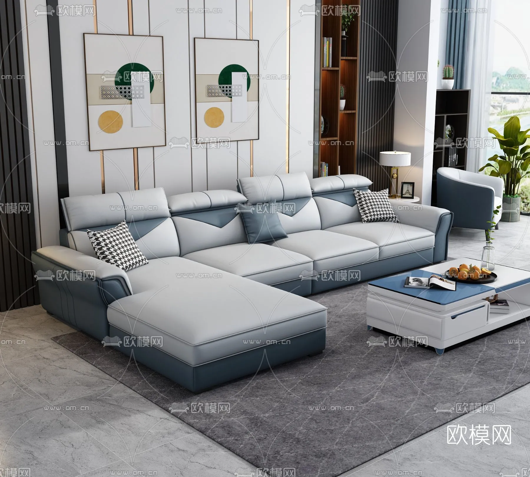 FURNITURE - SOFA - 3D Model For Interior Design - 11097