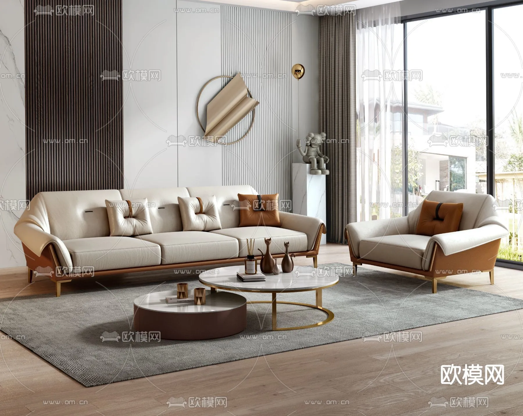 FURNITURE - SOFA - 3D Model For Interior Design - 11107