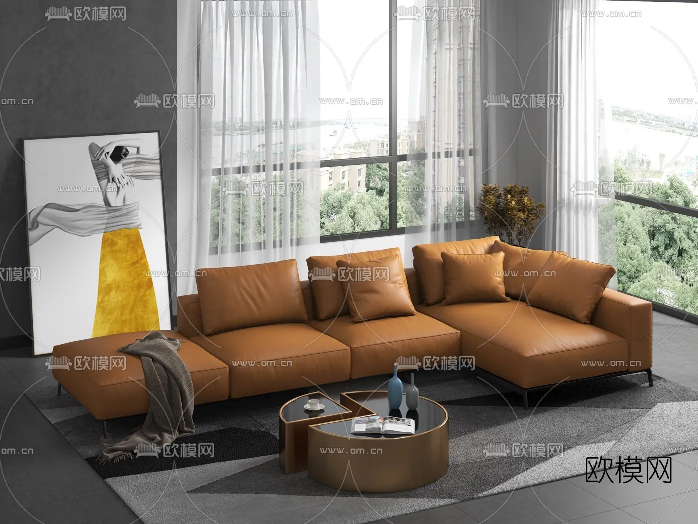 FURNITURE - SOFA - 3D Model For Interior Design - 11119
