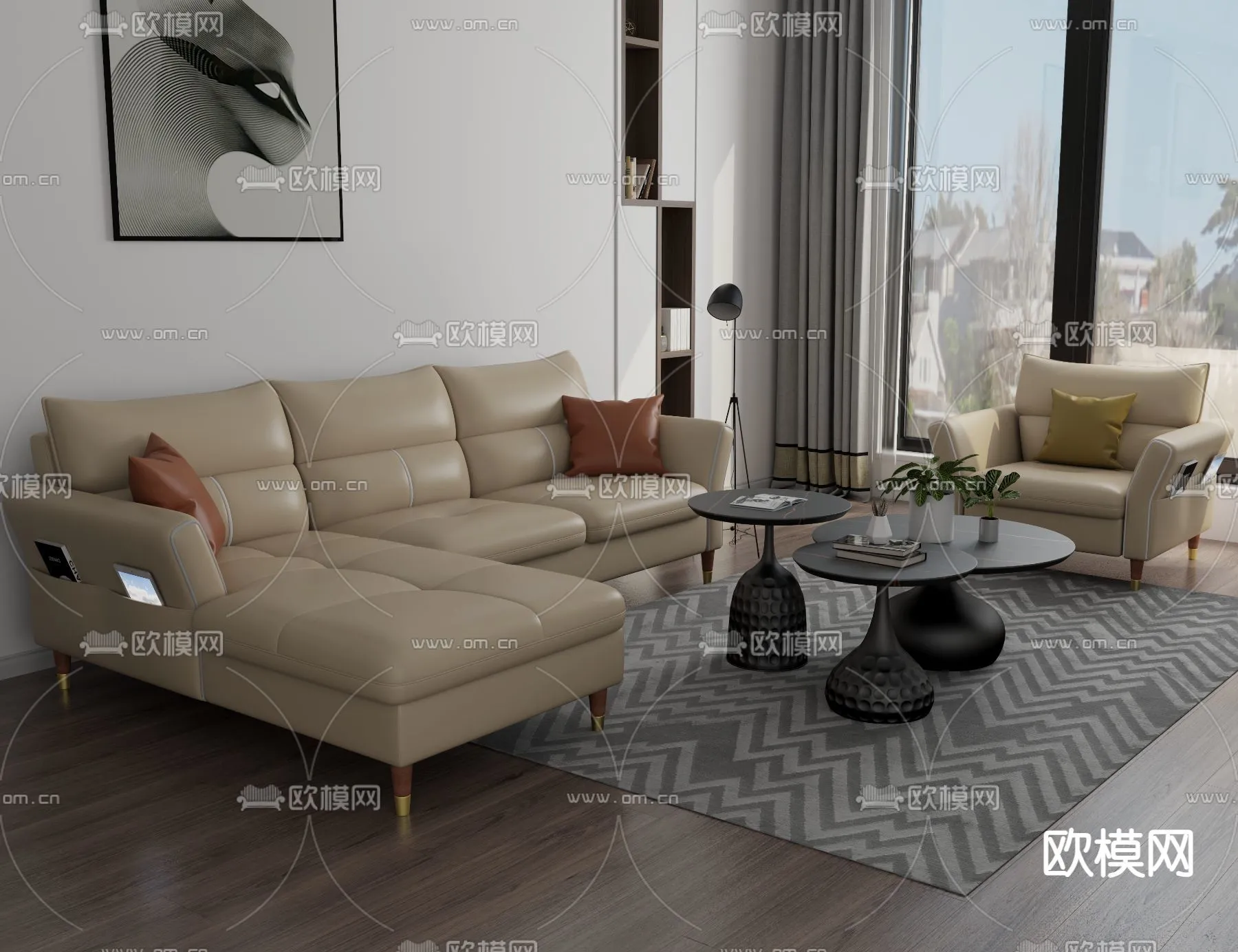 FURNITURE - SOFA - 3D Model For Interior Design - 11140