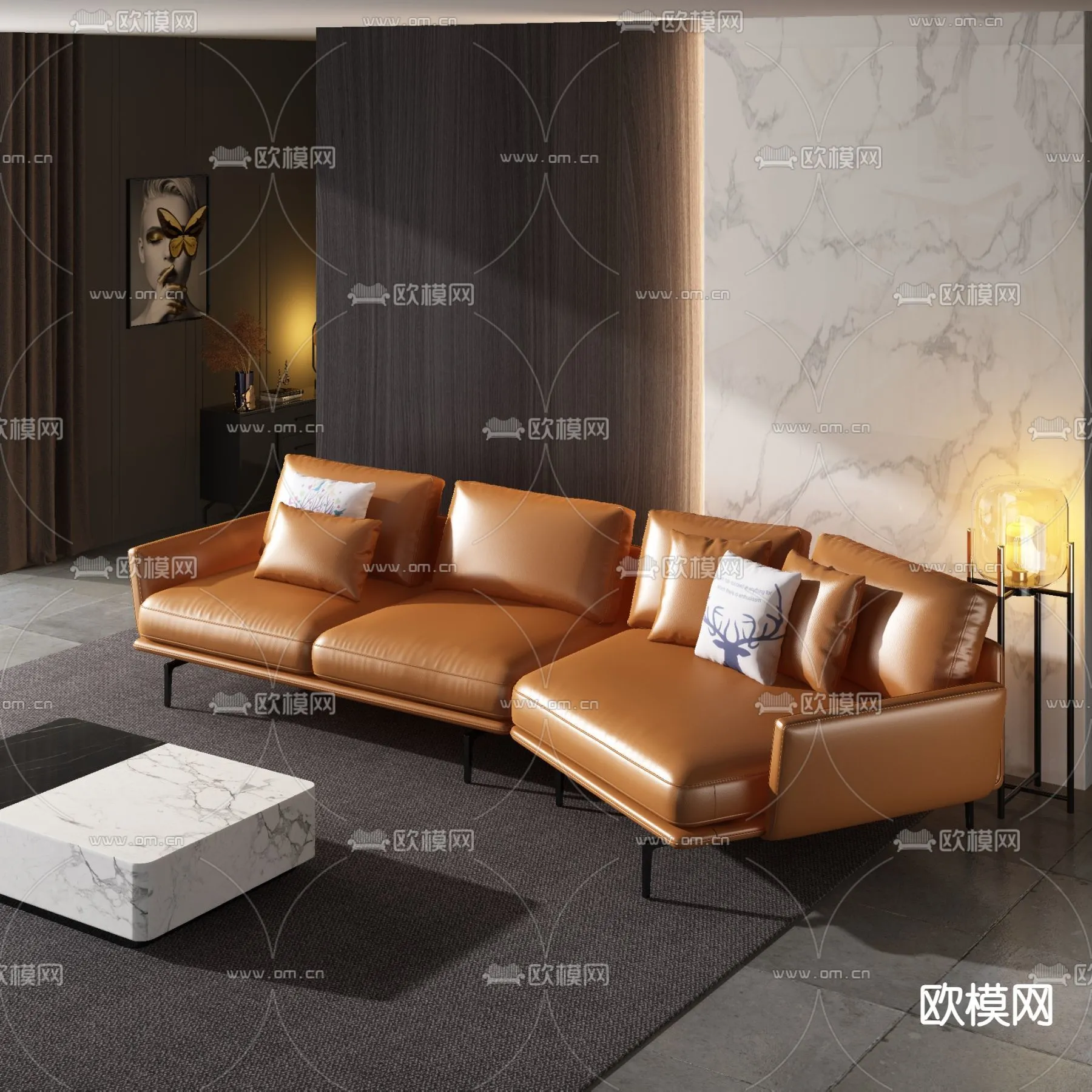 FURNITURE - SOFA - 3D Model For Interior Design - 11144