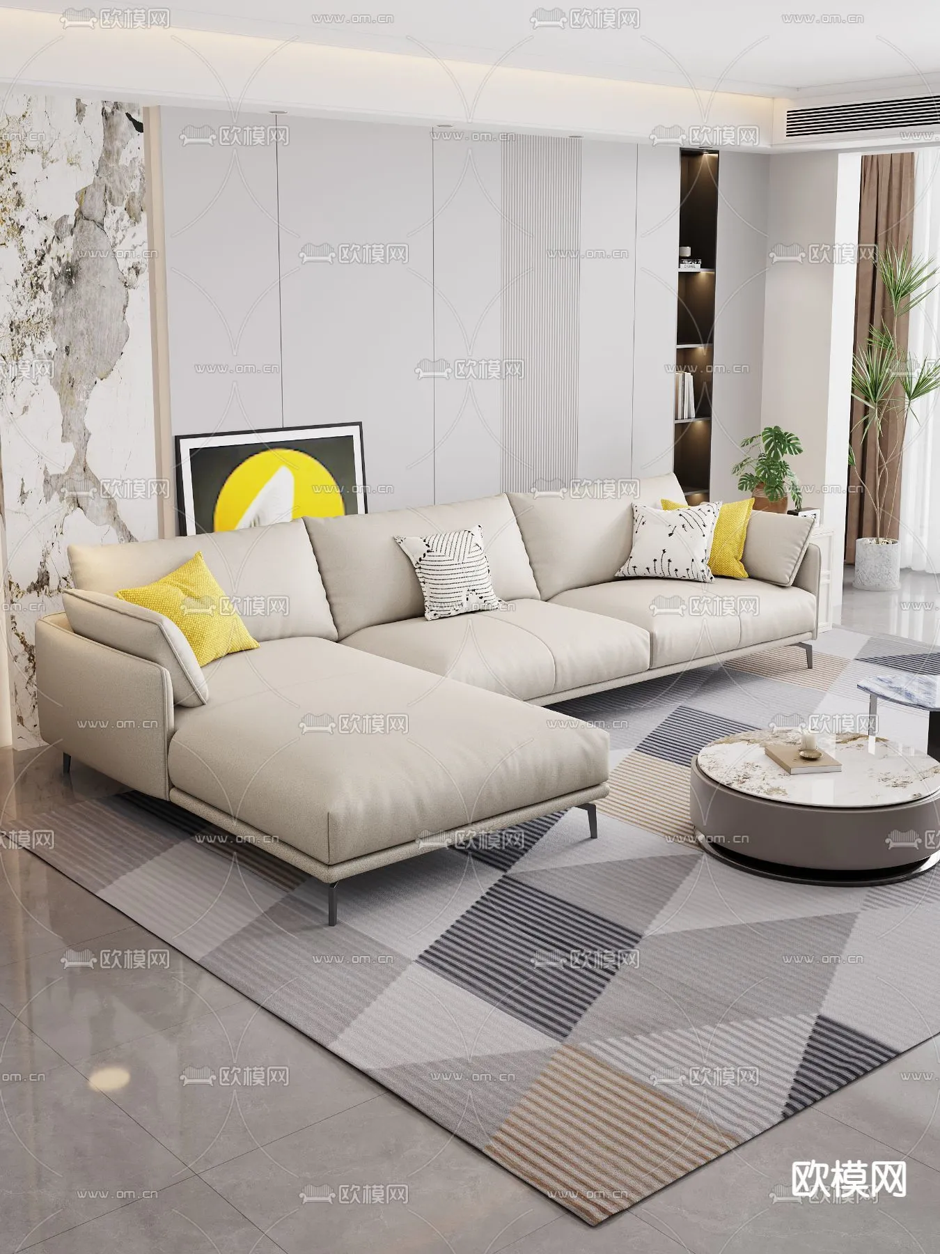 FURNITURE - SOFA - 3D Model For Interior Design - 11154