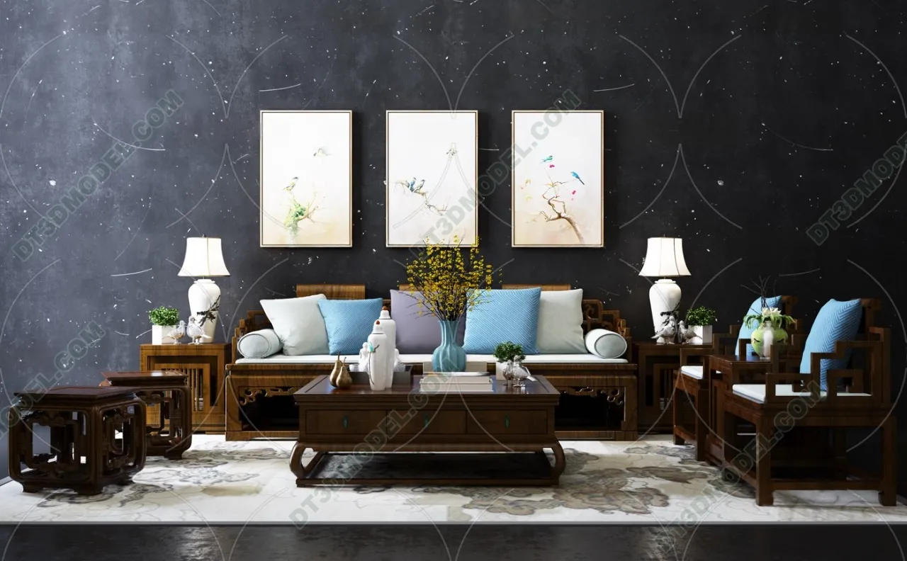 FURNITURE - SOFA - 3D Model For Interior Design - 11174