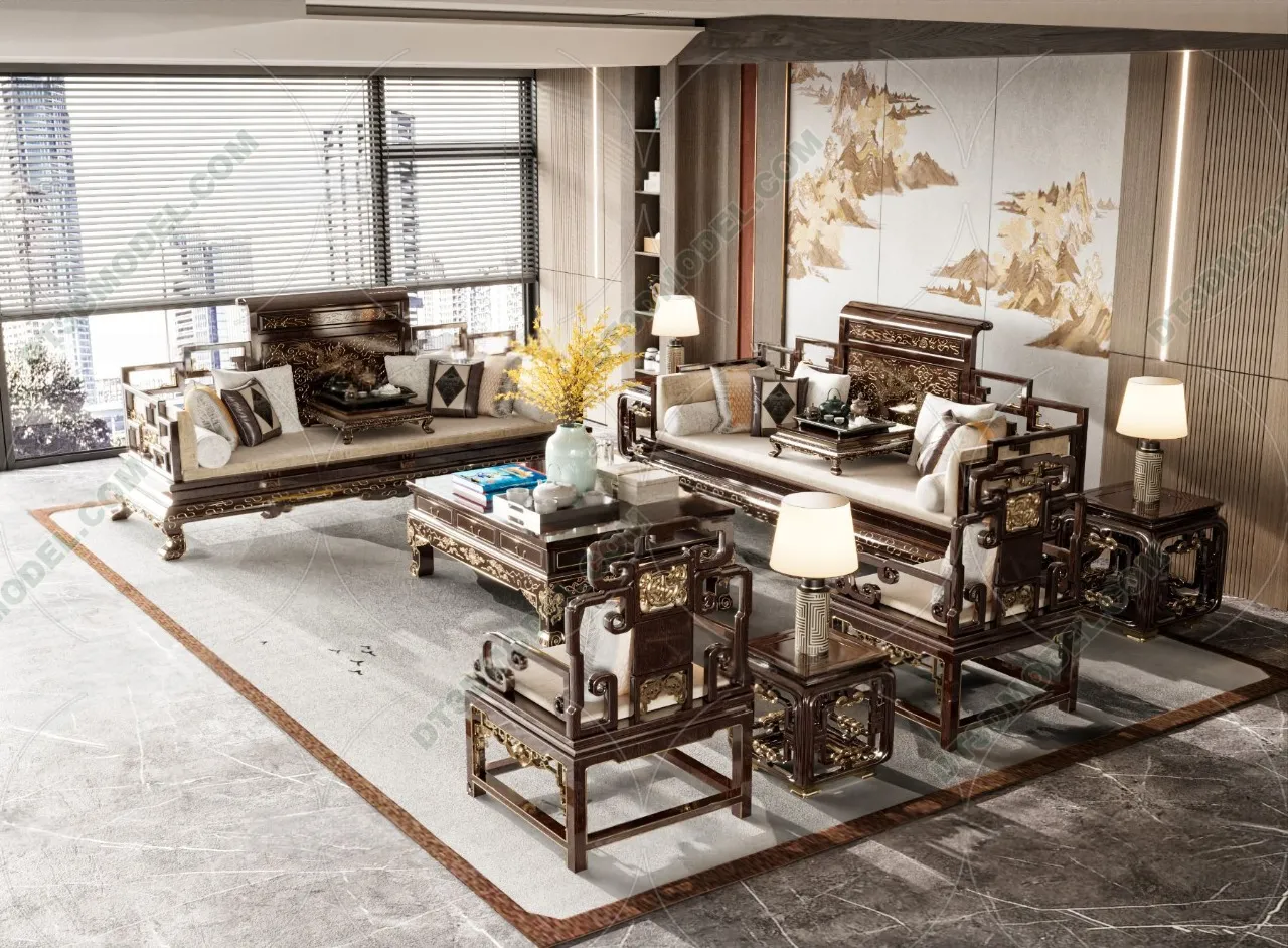 FURNITURE - SOFA - 3D Model For Interior Design - 11196