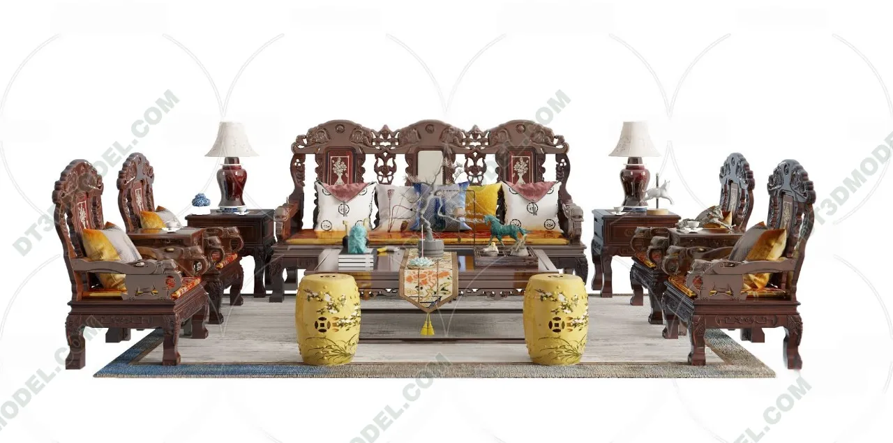 FURNITURE - SOFA - 3D Model For Interior Design - 11198