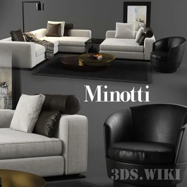 furniture - Sofa armchair table by Minotti 3D Model