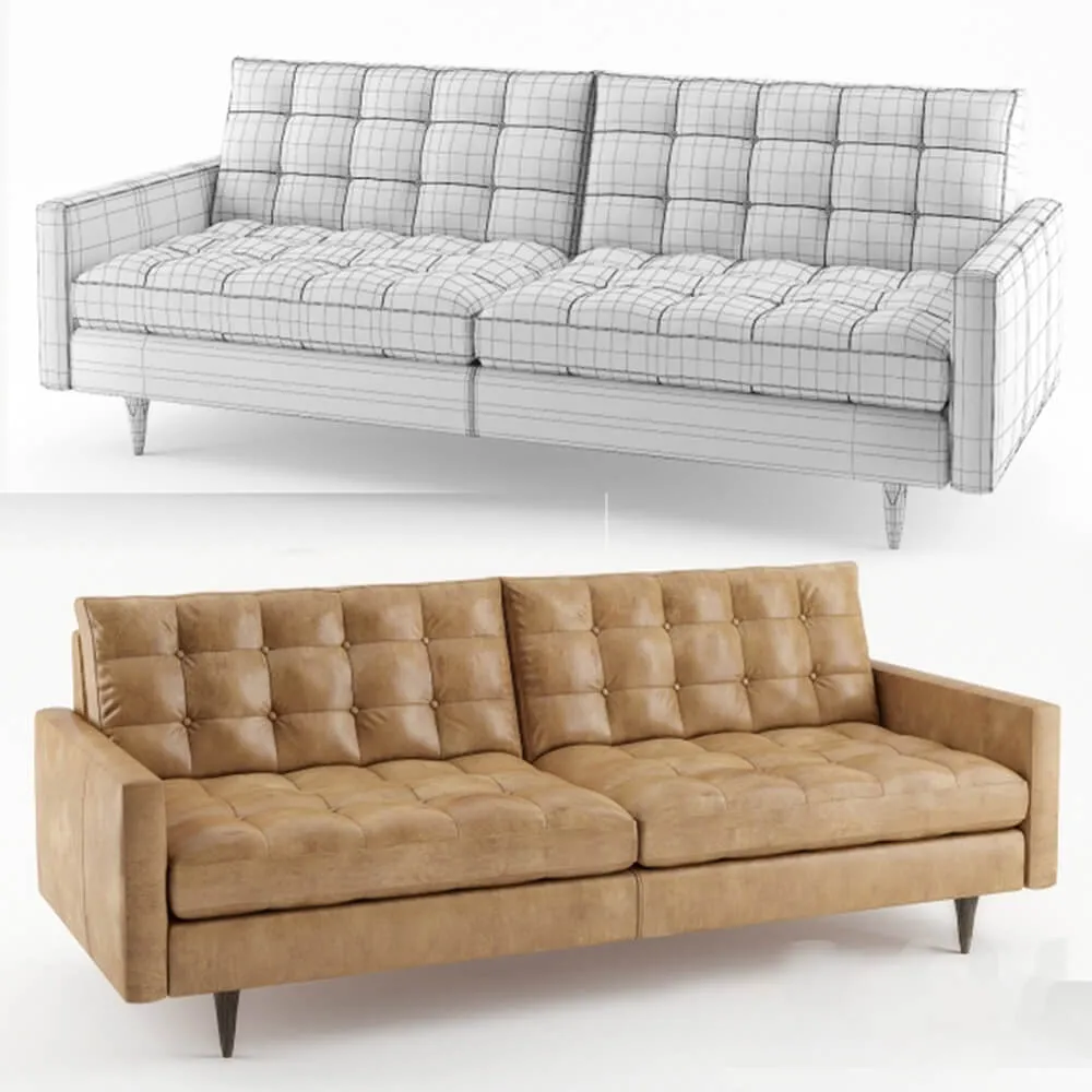 furniture - Sofa by Petrie Leather Create and Barrel 3D Model